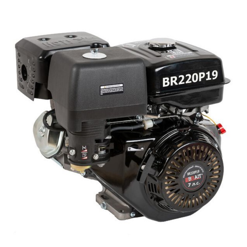 Двигатель бензиновый Brait BR220P19 03.01.008.002, 7 л.с., диаметр 19 мм бензиновый мотокультиватор carver