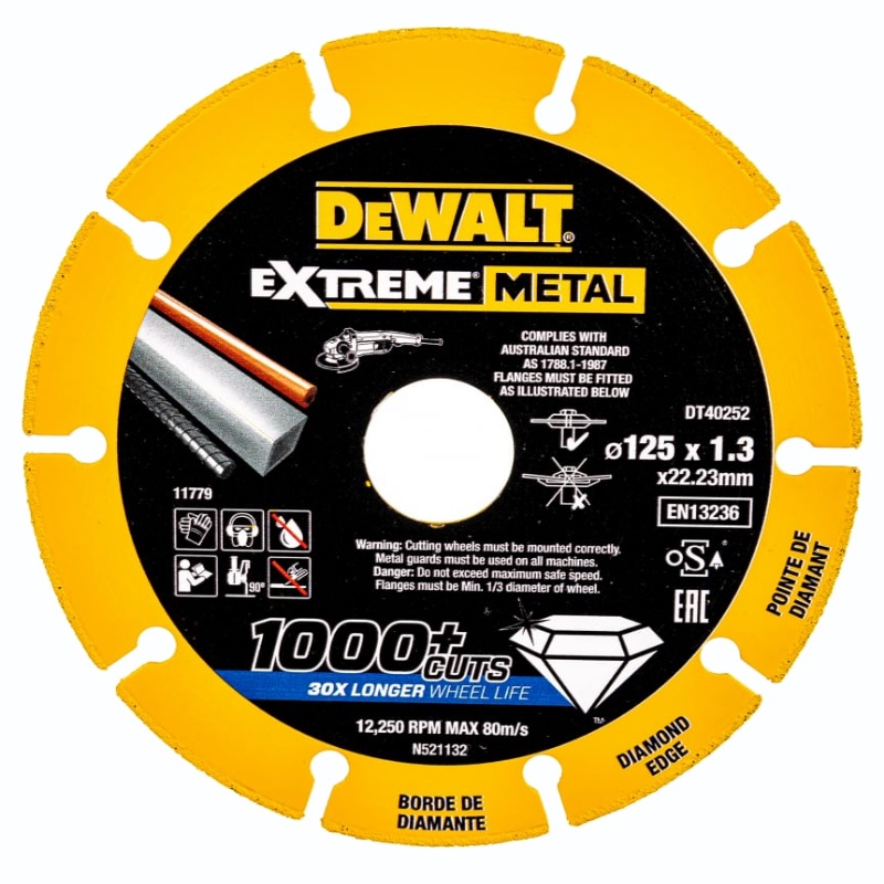 Алмазный диск по металлу DeWalt DT40252 (125х22.2x1.3x10 мм) отрезной алмазный диск для ушм dewalt