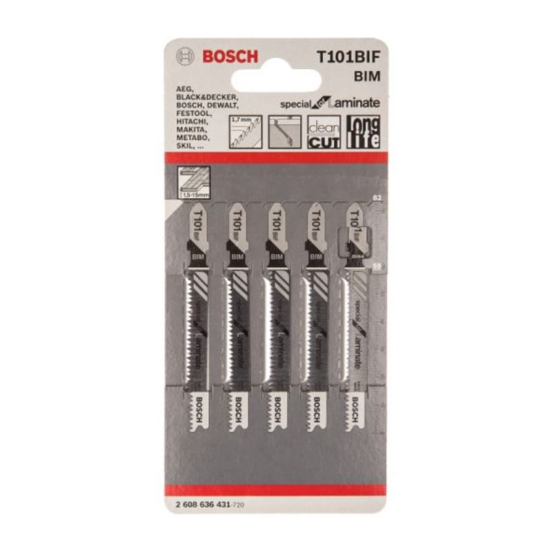 Пилки для лобзика Bosch 2.608.636.431 (T101BIF, BIM, 5 шт.) полотно для эл лобзика mps 81 1 104 3103 t101d