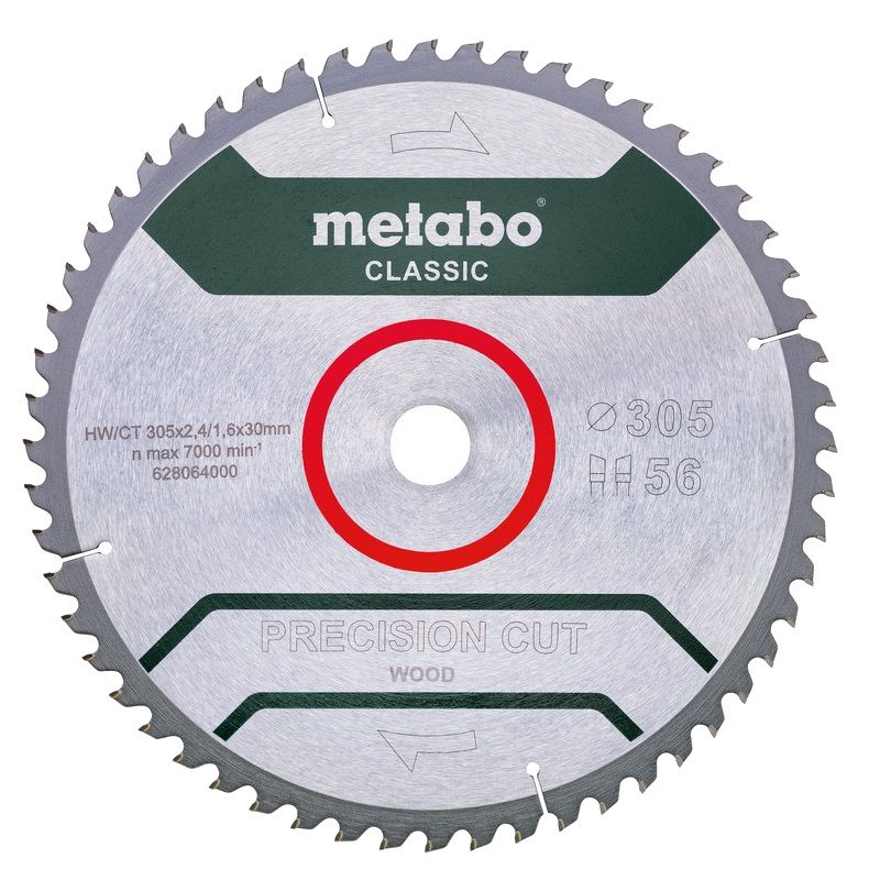Пильный диск по дереву Metabo 628064000 (диаметр 305 мм, посадочный 30 мм, толщина 1,6 мм, 56 зубьев) диск круг обдирочный metabo flexiamant s 230x3mm 616126000