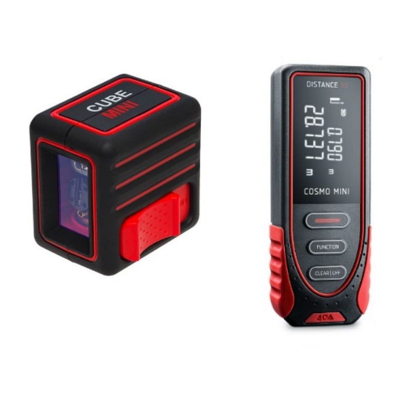 Комплект лазерных приборов Ada А00585: уровень линейный Cube MINI Basic Edition + дальномер Cosmo MINI chieftec pro cube mini cn 01b op
