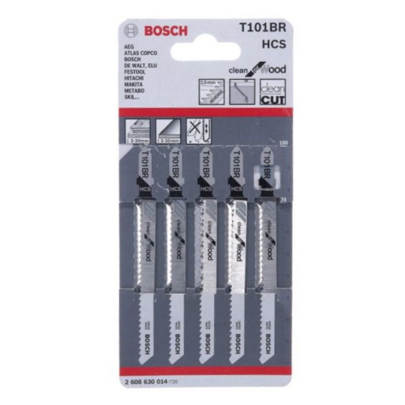 Пилки для лобзика Bosch 2.608.630.014 (T101BR, HCS, 5 шт.) нить sew all для всех материалов 200 м 748277 854 пастельно болотный