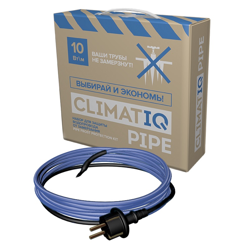 Комплект для обогрева труб Climatiq PIPE 10 м (206404) нагревательный кабель для обогрева труб 8 m climatiq pipe