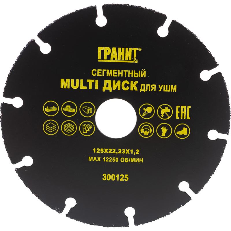 Диск для УШМ Гранит MULTI 300125 (сегментный тип, 125х22.23х1.2 мм) диск пильный твердосплавный по дереву гранит 520048 200х32 30 48 зуб 2 2 мм