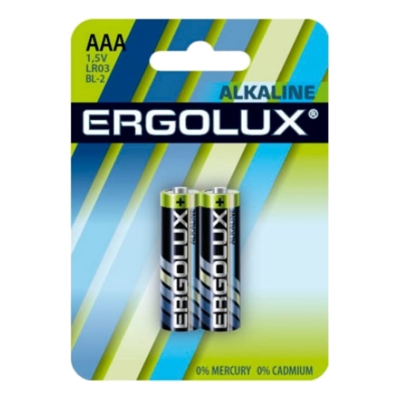 Элемент питания алкалиновый Ergolux Alkaline AAA LR03 BL-2 1.5В 11743 батарейка ergolux ааа lr03 r3 zinc carbon солевая 1 5 в спайка 4 шт 12440