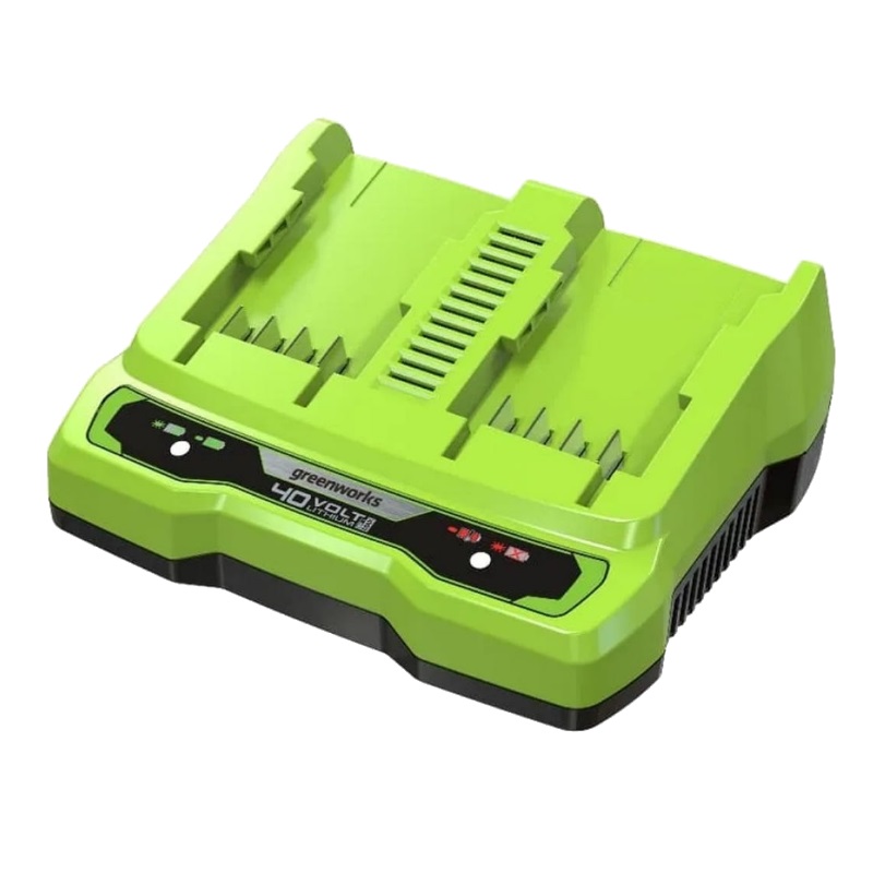 Быстрое зарядное устройство на 2 аккумулятора 40 В Greenworks 2938807 быстрое зарядное устройство greenworks 24в 4а 2946407