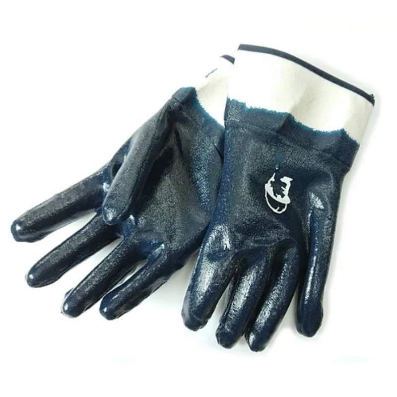 Нитриловые перчатки с твердым манжетом (пара) трикотажные перчатки х б с двойным латексом пара