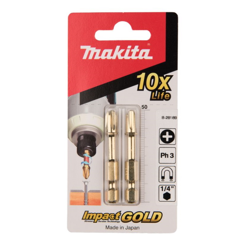 Насадка Impact Gold PH3 Makita B-28189, 50 мм, E-form (MZ), 2 шт. насадка makita для полировки из шерсти 125 мм липучка d 70867