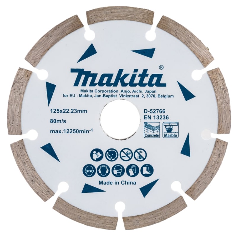 лепестковый диск makita d 63781 125x22 23 мм z40 стекловолокно угловой Алмазный диск Makita D-52766 по бетону/мрамору 