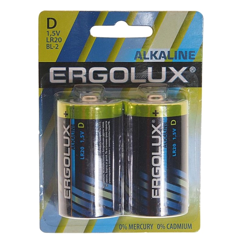 Элемент питания алкалиновый Ergolux Alkaline LR20 BL-2 1.5В 11752 электрощипцы ergolux elx ci04 c64