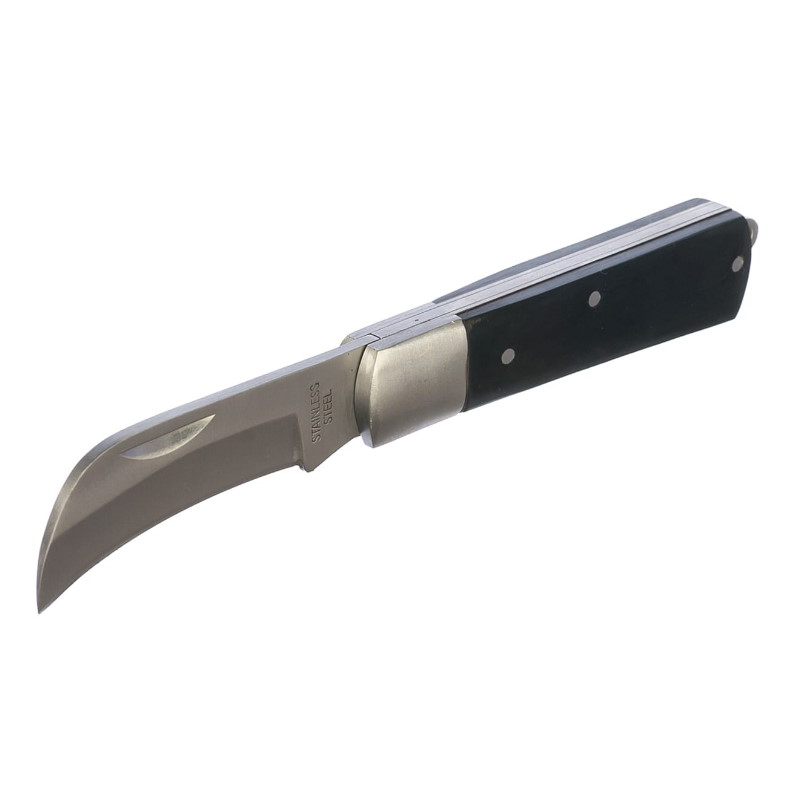 Нож для снятия изоляции КВТ НМ-02 монтерский большой складной с изогн.лезвием 57597 инструмент для снятия изоляции knipex kn 1262180