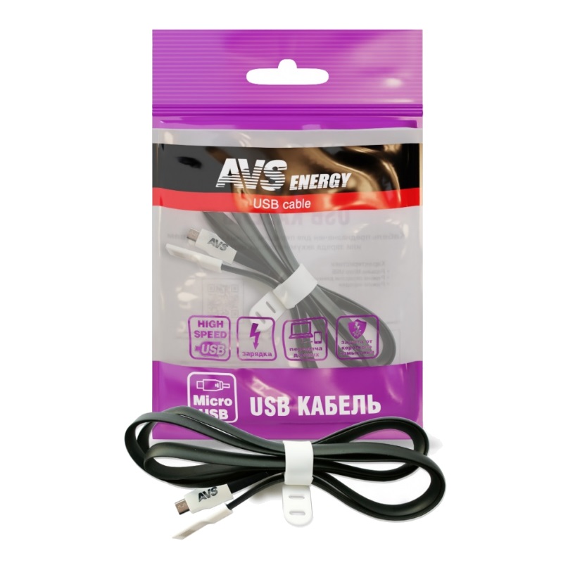 Кабель micro USB AVS MR-331 (1 м, плоский) кабель ugreen us289 60136 usb 2 0 a to micro usb cable nickel plating длина 1м