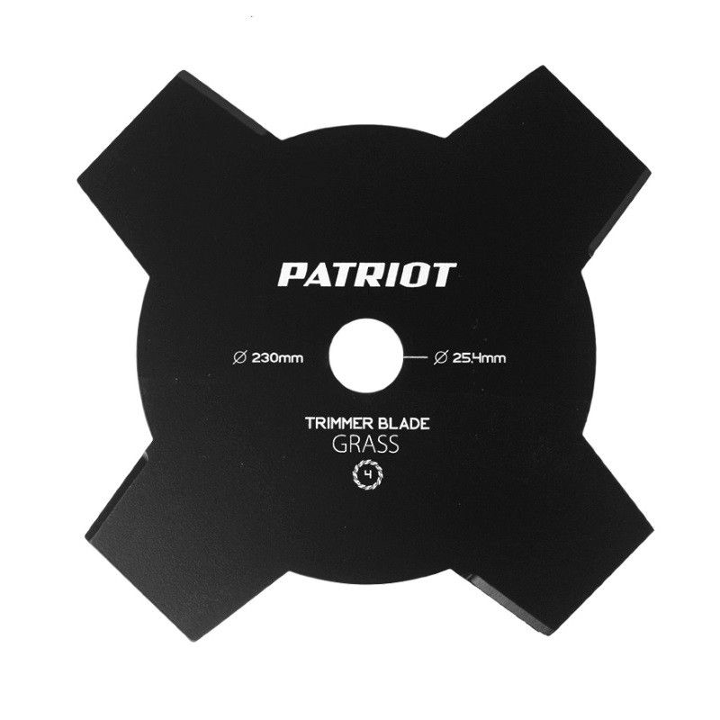 Нож для триммера Patriot TBS-4 809115205 (230x25,4 мм, 4 лопасти) диск для триммера c долотообразной формой зуба denzel 96380 230 х 25 4 мм 26 зубов