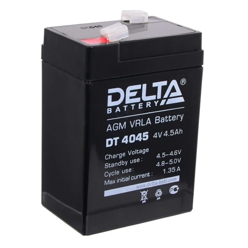 Аккумулятор для прожекторов Delta DT 4045 (технология AGM, 4 В, емкость 4.5 Ач) батарея для ибп delta dtm 12120 l 12в 120ач