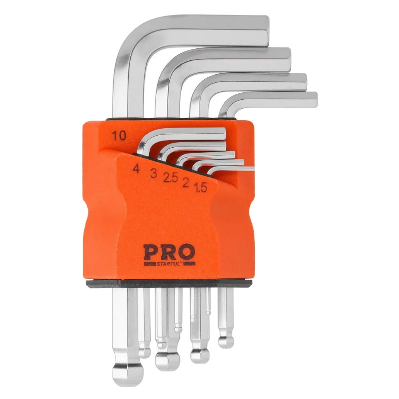 Набор ключей шестигранных коротких STARTUL PRO 1,5-10 мм, 9 шт., с шаром PRO-89409 набор торцевых ключей коротких thorvik