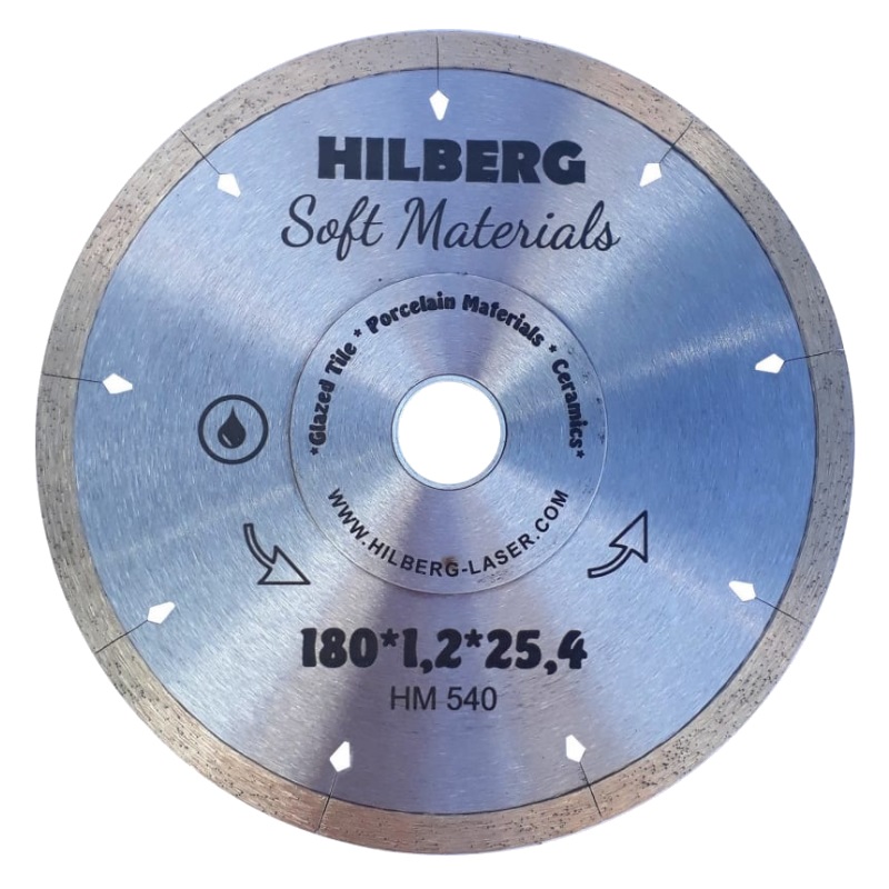 Диск алмазный отрезной Hilberg Hyper Thin HM540 (диаметр 180 мм, посадочное отверстие 25,4, толщина 1.2 мм) отрезной алмазный диск по керамической плитке керамограниту бизон