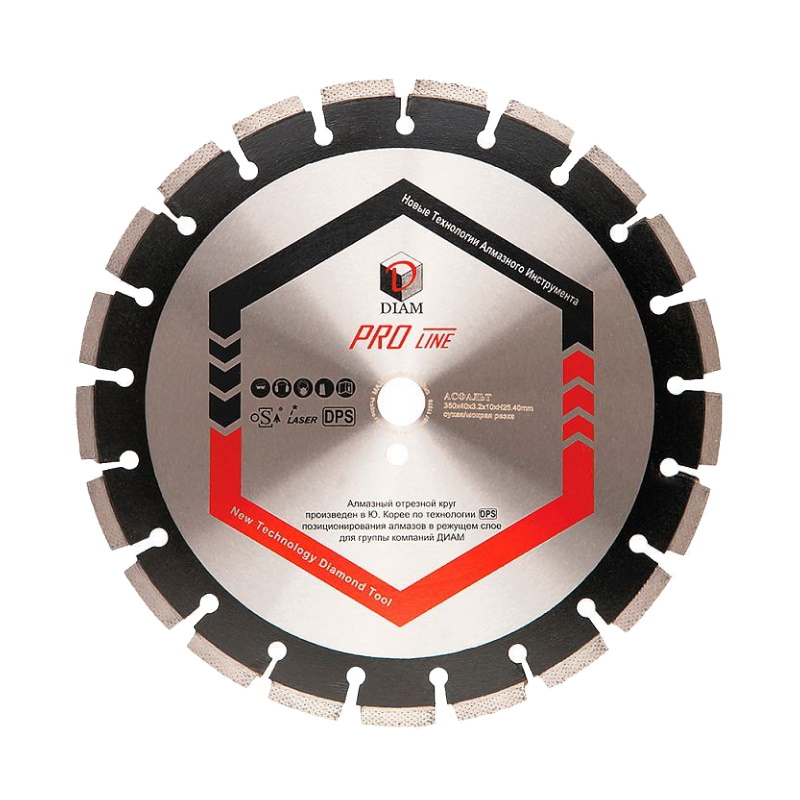 Отрезной круг Diam Асфальт Pro Line 030630, 350*3.2*10мм, 25.4 алмазный диск по железобетону diam master line 000505 450x3 4x10x25 4 мм