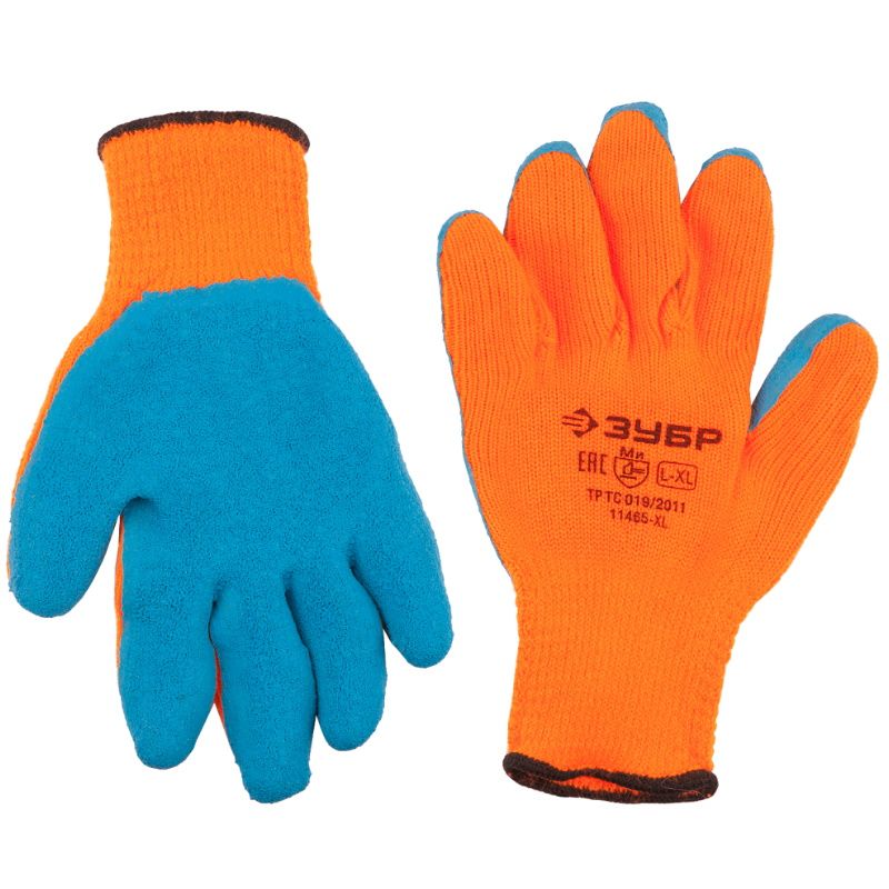 Перчатки утепленные акриловые Зубр Урал 11465-XL, латексное покрытие, сигнальный цвет (пара) утепленные перчатки armprotect