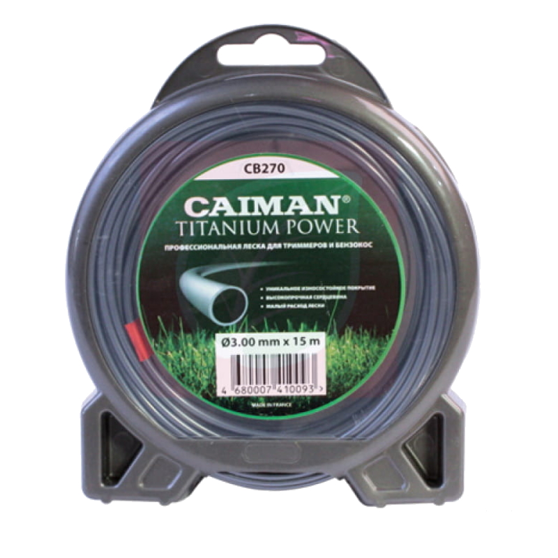 Леска для триммера Caiman Titanium Power CB270, 3 мм леска caiman titanium power 3 5 мм 9м cb271