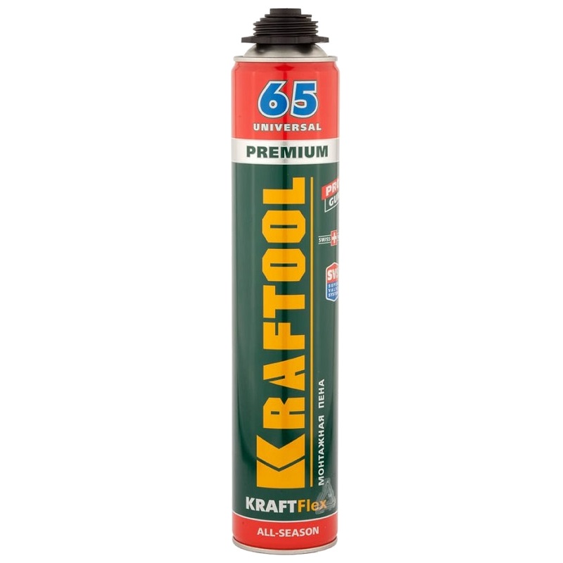 Монтажная полиуретановая пена Kraftool Kraftflex Premium Pro 65, 850 мл рубанок kraftool premium 18527 35 металлический 350х50мм нож 50мм лезвие 3мм