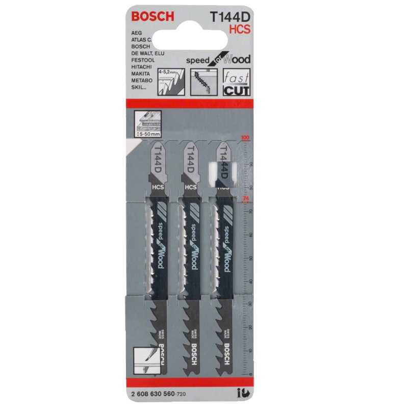 Лобзиковые пилки Bosch T 144 D, HCS 2608630560 3 шт. полотно зубр 155807 0 9 для лобзиковых станков зсл 90 и зсл 250 по мягкой древесине 5 шт