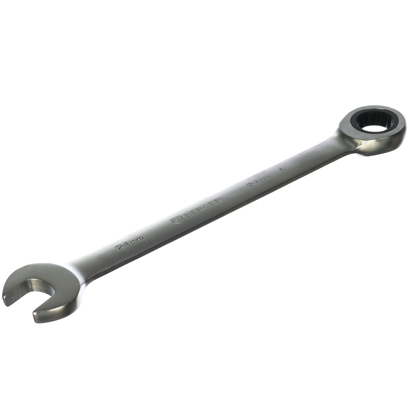 Комбинированный трещоточный ключ Berger BG1107 (размер 24 мм, материал хром) комбинированный трещоточный ключ berger bg1097 размер 10 мм crv