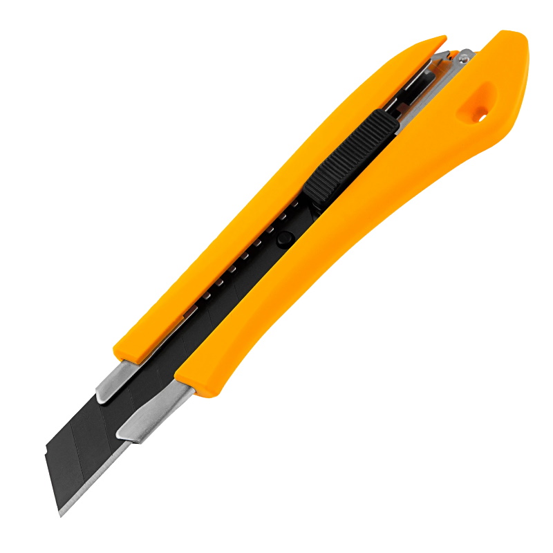 Нож Denzel 78942, 18 мм, сменное лезвие, SK4, метал. направляющая, нажимной фиксатор нож с выдвижным лезвием и возвратной пружиной olfa ol sk 4 17 5 мм