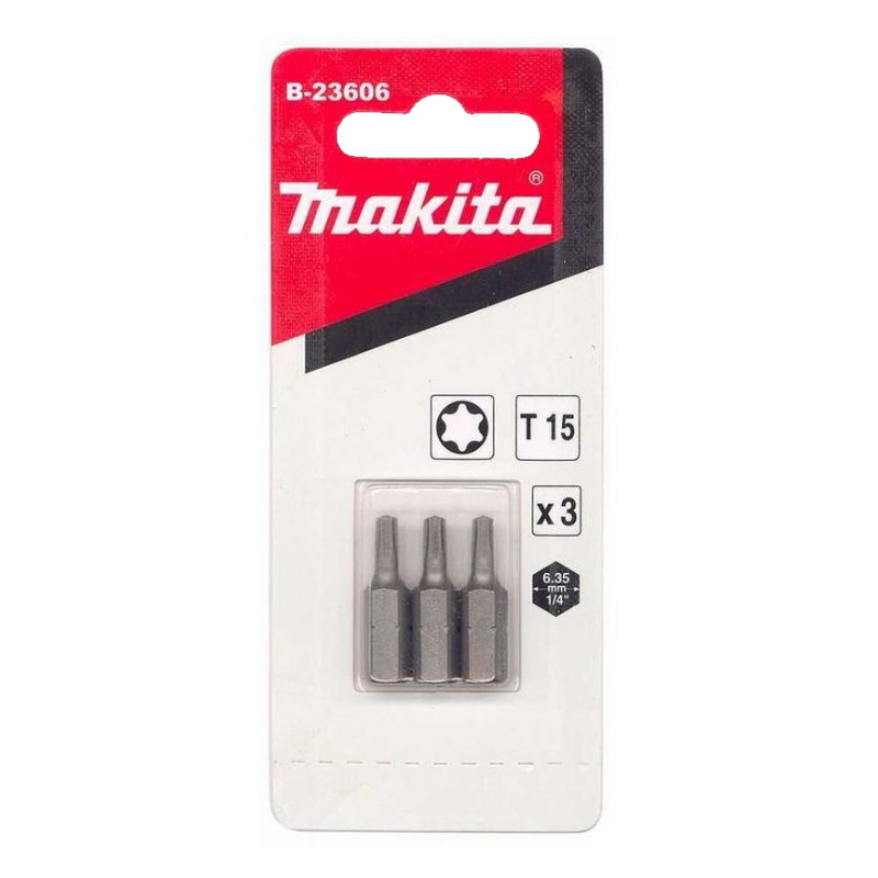Насадка T15 Makita B-23606, 25 мм, C-form, 3 шт. насадка hex makita b 23662 1 5 25 мм c form 3 шт