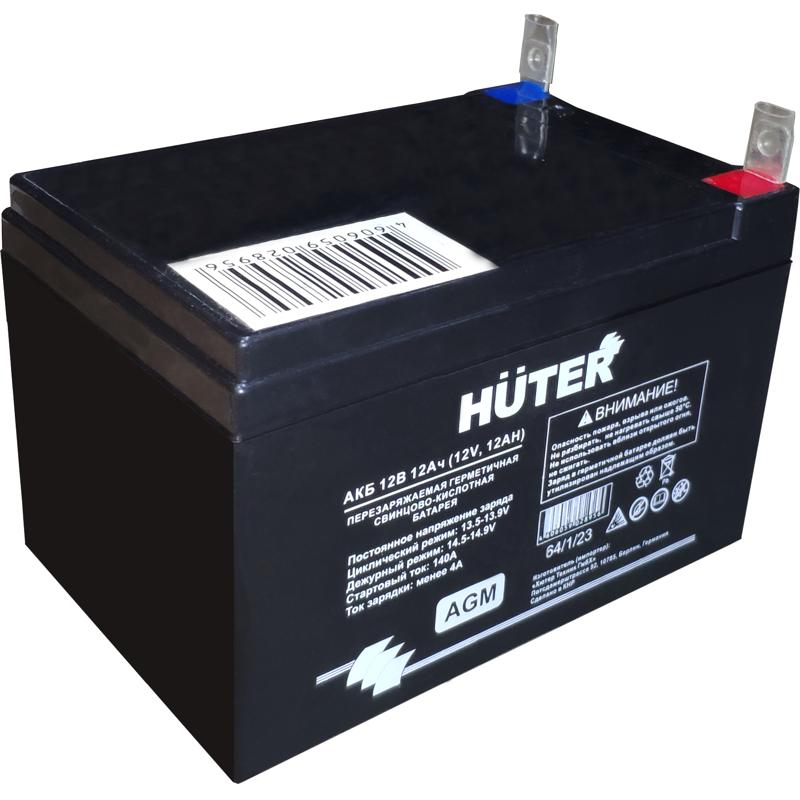 Аккумуляторная батарея Huter (AGM, ток 12v, емкость 12 А/ч) аккумуляторная батарея акб 12в 7ач huter