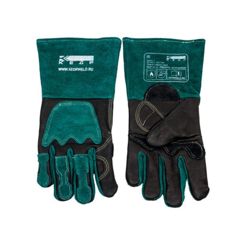Перчатки сварочные Кедр КС-20 ПРЕМИУМ, M, черно-зеленые (пара) перчатки спилковые кедр кс 15 люкс зеленые пара