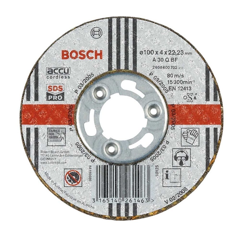 Обдирочный круг Bosch 2.608.600.702 (100x4x22,23 мм) нож для аккумуляторной газонокосилки bosch advancedrotak 36 890 f016800505