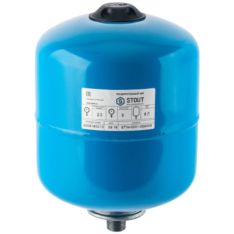 Гидроаккумулятор 8 л. Stout STW-0001-000008 (синий) гидроаккумулятор для насоса stout stw 0003 000080