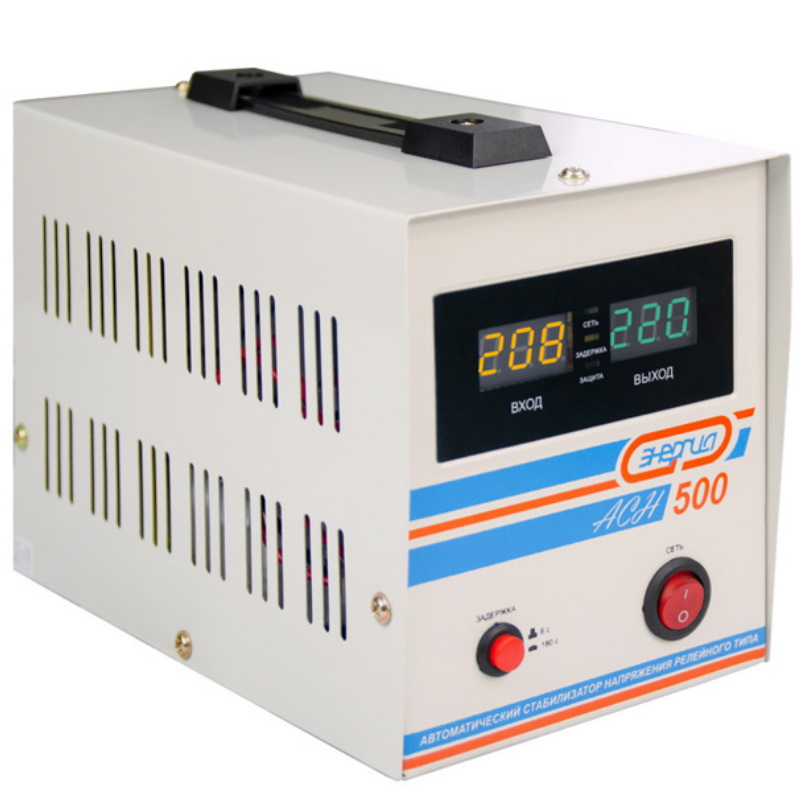 Электронный стабилизатор напряжения Энергия АСН-500 Е0101-0112 (однофазный, напольная установка, точность 94%) стабилизатор напряжения энергия 1000 люкс е0101 0123 рабочий диапазон входа 130 280 вольт