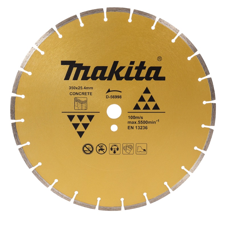 Алмазный диск сегментированный по бетону Makita D-56998 (350х20/25,4 мм, сухой/мокрый рез) алмазный диск по бетону техком крс 500э