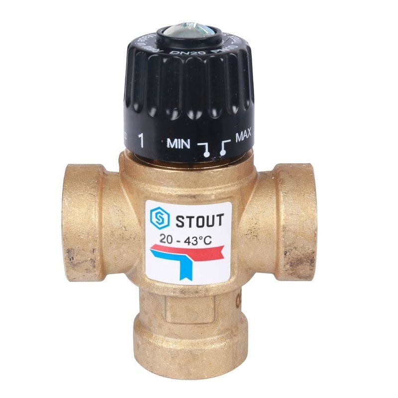 Клапан термостатический смесительный Stout SVM-0110-164320 для систем отопления и ГВС клапан предохранительный для отопления stout svs 0010 003020 3 бар 3 4 x1 477 232