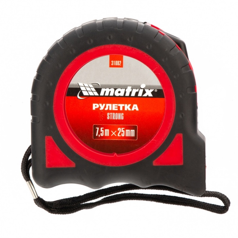 Рулетка Matrix Strong 31082 (7.5 м, 25 мм) шнур разметочный пластмассовый обрезиненный корпус 30 м matrix 84855