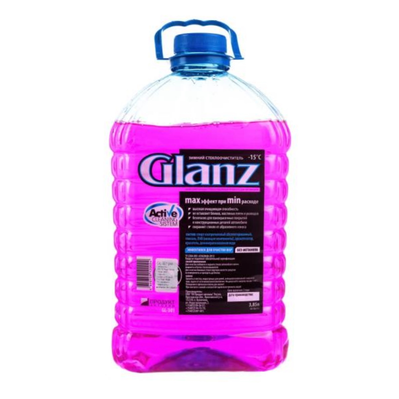 Незамерзающий омыватель стекол Glanz ПЭТ, 3.85 л, зимний, розовый омыватель стекол hi gear зимний 25 °c 4 л hg5686
