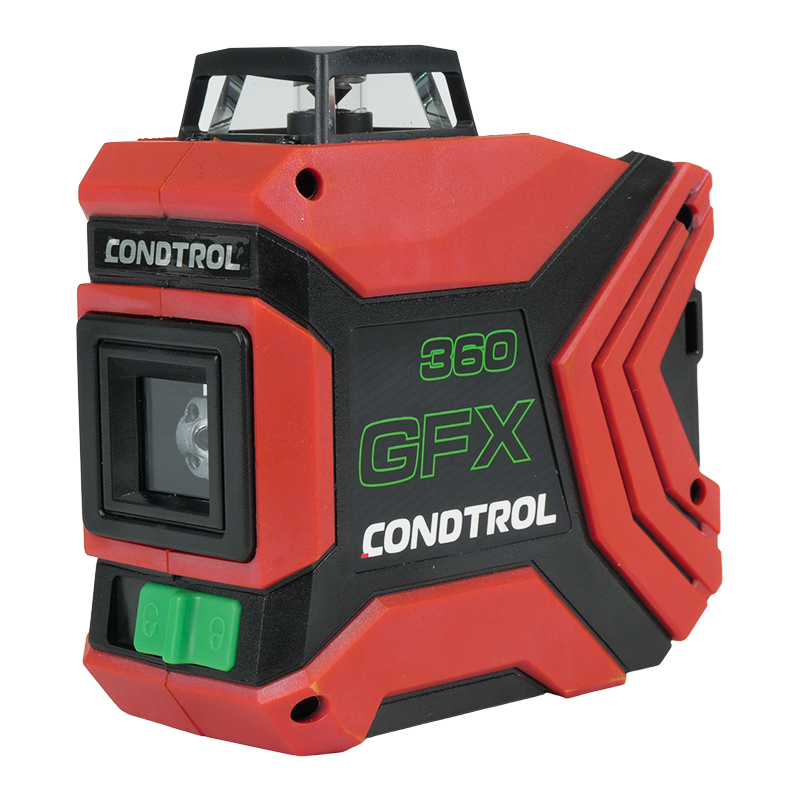 Лазерный уровень (клизиметр) черно - красный Condtrol GFX360 1-2-221, зеленый луч построитель лазерных плоскостей zitrek ll1v1h li gl черно зеленый