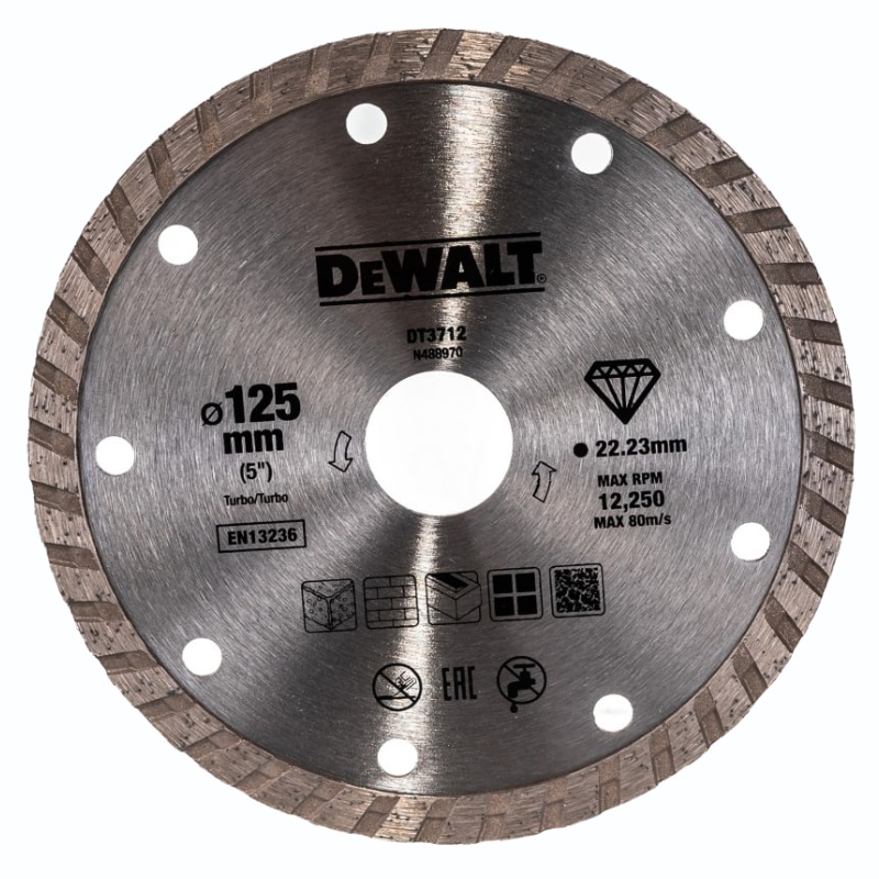 Алмазный диск DeWalt Turbo DT3712 (125x22.23x2.2x7 мм) алмазный диск bosch standard for ceramic 2 608 602 202 125x22 23 мм