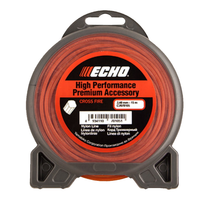 Леска Echo С2070105, 2.4*15м (крест) леска echo cross fire line 2 0 324м крест c2070141