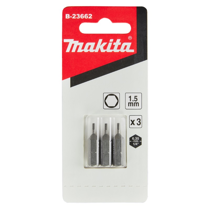Насадка HEX Makita B-23662 1.5, 25 мм, C-form, 3 шт. насадка makita pz2 177 мм e form 3 шт для dfr750 p 67789