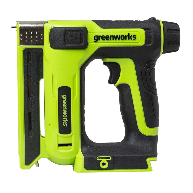 Строительный степлер аккумуляторный Greenworks G24CS10 3400107 (без АКБ и ЗУ длина гвоздей до 15 мм, 60 ударов/мин) штанговый аккумуляторный кусторез greenworks