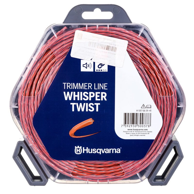 Корд триммерный бесшумный Husqvarna Whisper Twist, 3.0 мм/48 5976691-41 леска для триммера husqvarna whisper twist 5976691 10 спираль 2 мм 15 м