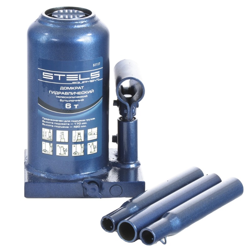 Телескопический бутылочный домкрат Stels 51117 (6 т, 170-420 мм) инструмент для самостоятельного ремонта телефона baku ba 215