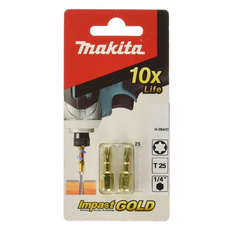Насадка Makita Impact Gold T25 B-28422, 25 мм, C-form, 2 шт. 350n m rechargeable impact wrench brushless 1 2 inch cordless electric 21v screwdriver 2 battery for car tires wireless tools