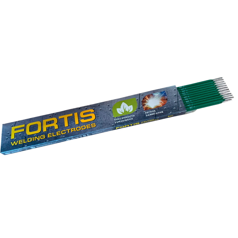 Электроды сварочные МР-3 Fortis 4673WE2016 (3 мм, 1 кг) сварочные электроды для сварки сталей и металлов fortis мр 3 2 5мм 1кг
