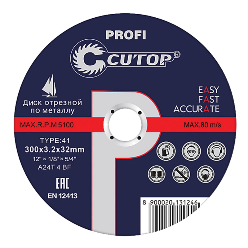 Диск отрезной по металлу Cutop Profi Cutop T41 D300 мм 39993т диск отрезной cutop profi plus 40004т т41 125х1 2х22 2