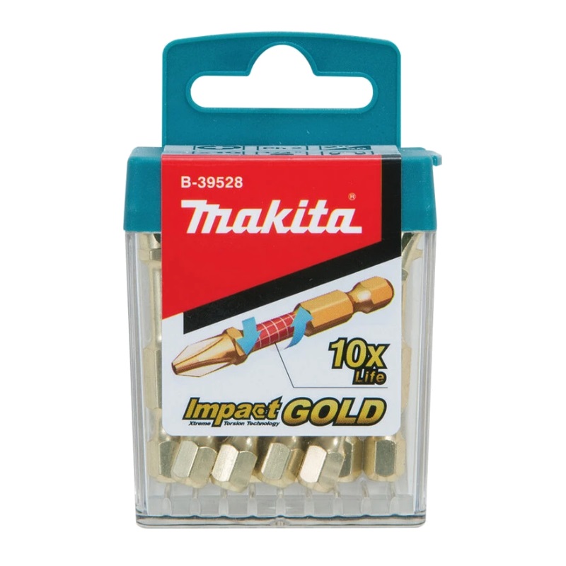 Набор насадок Makita Impact Gold B-39534 PZ2, 25 мм, C-form (10 шт. в наборе) walfront keyless drill chuck screwdriver impact driver adaptor 1 4 hex shank drill bit tool quick change convertor adapter