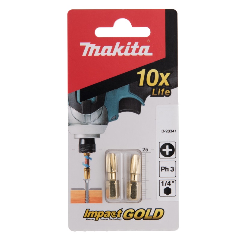Насадка Makita Impact Gold PH3 B-28341, 25 мм, C-form, 2 шт. 3 pieces power drill sockets adapter set hex shank impact driver socket adapter socket to 1 4 3 8 1 2 impact driver adapter