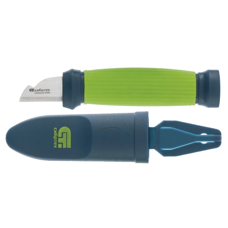 Нож монтажника с чехлом Сибртех 79013 (заточка справа, лезвие 31 мм) рукоятка для молотка сибртех 10289 шлифованная бук 360 мм